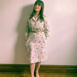 Vintage 80s/90s Floral Cotton Shirtdress